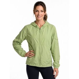 Eddie Bauer Green Hooded Zip Lightweight Jacket Size XL